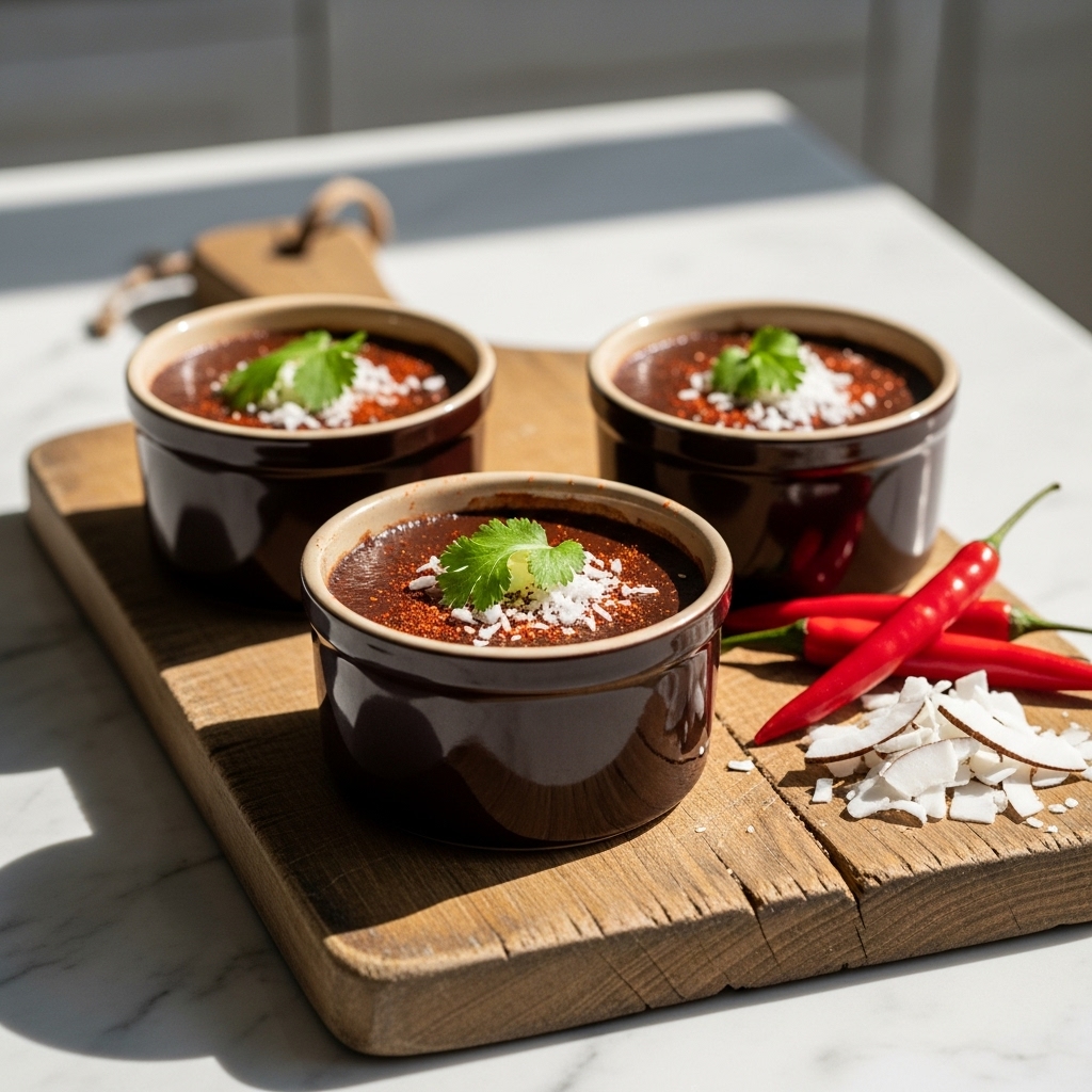 Vegan Tex-Mex Chocolate Chili Coconut Pots de Crème